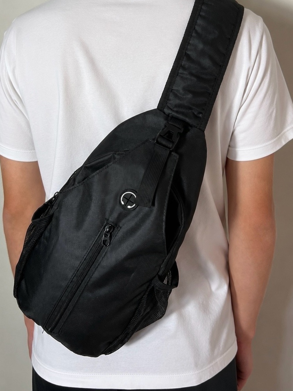 Black Sling Backpack Crossbody Chest Bag One Shoulder Travel Hiking Unisex